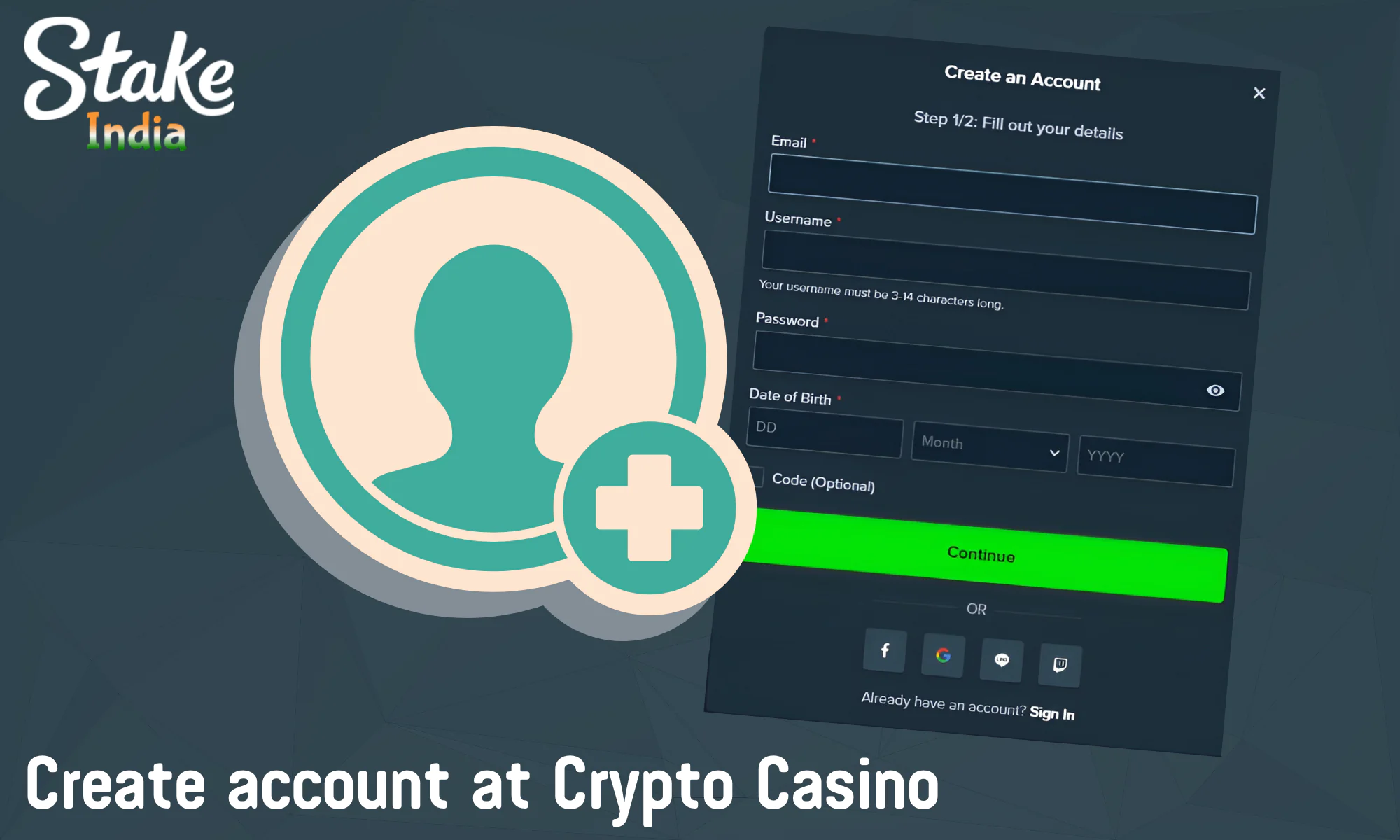 Instructions on how to easily create an account in Stake