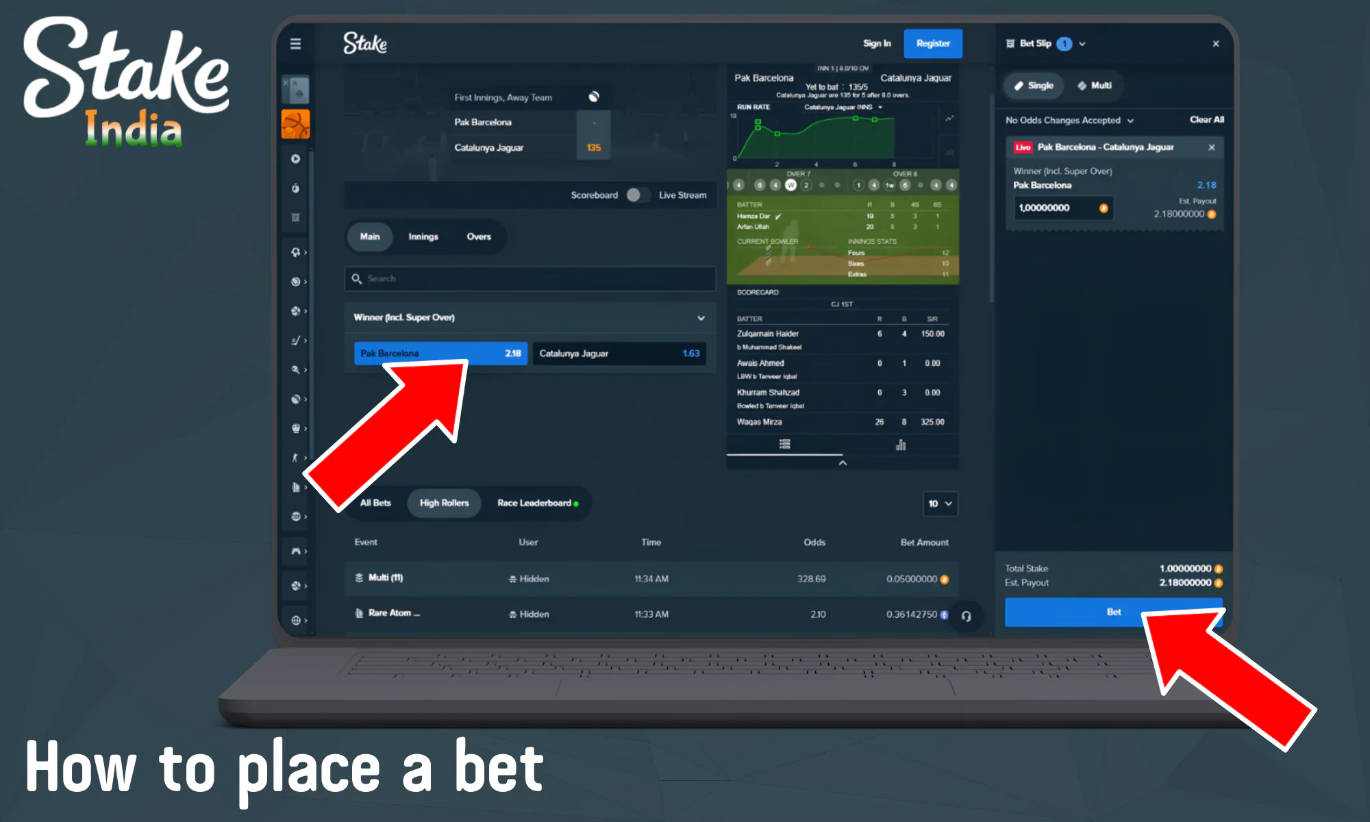 Step-by-step instructions on how to start betting at Stake