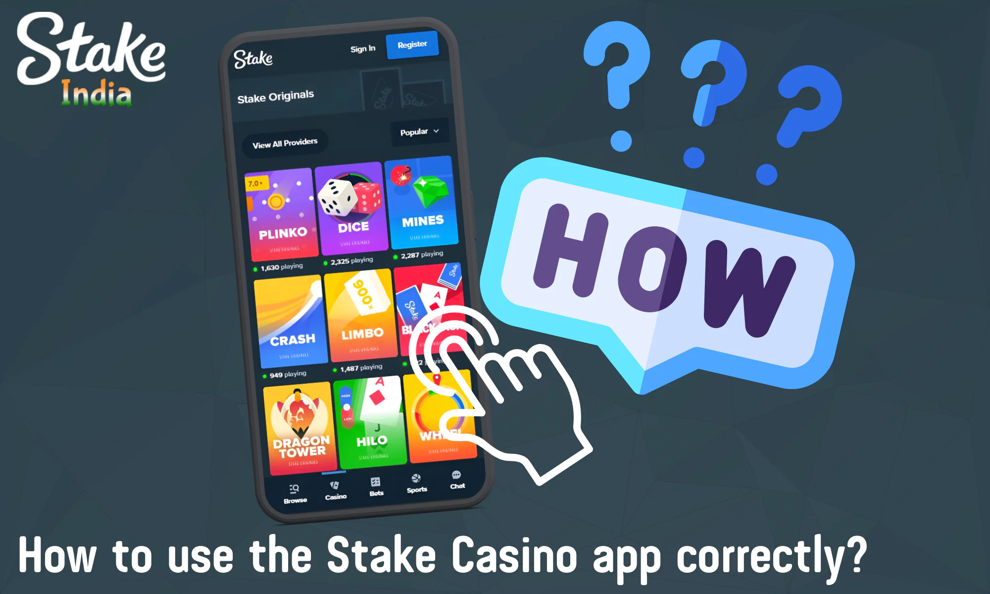 Instructions for using the Stake Casino app
