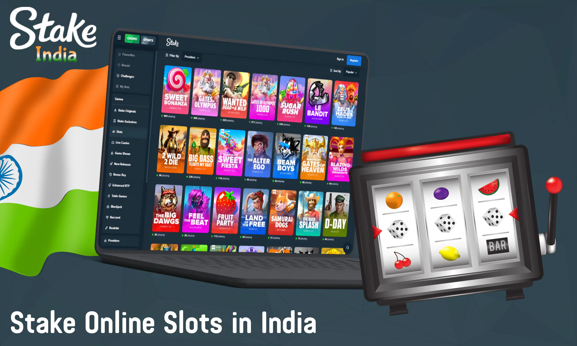 Stake offers many slots with a high percentage of winnings