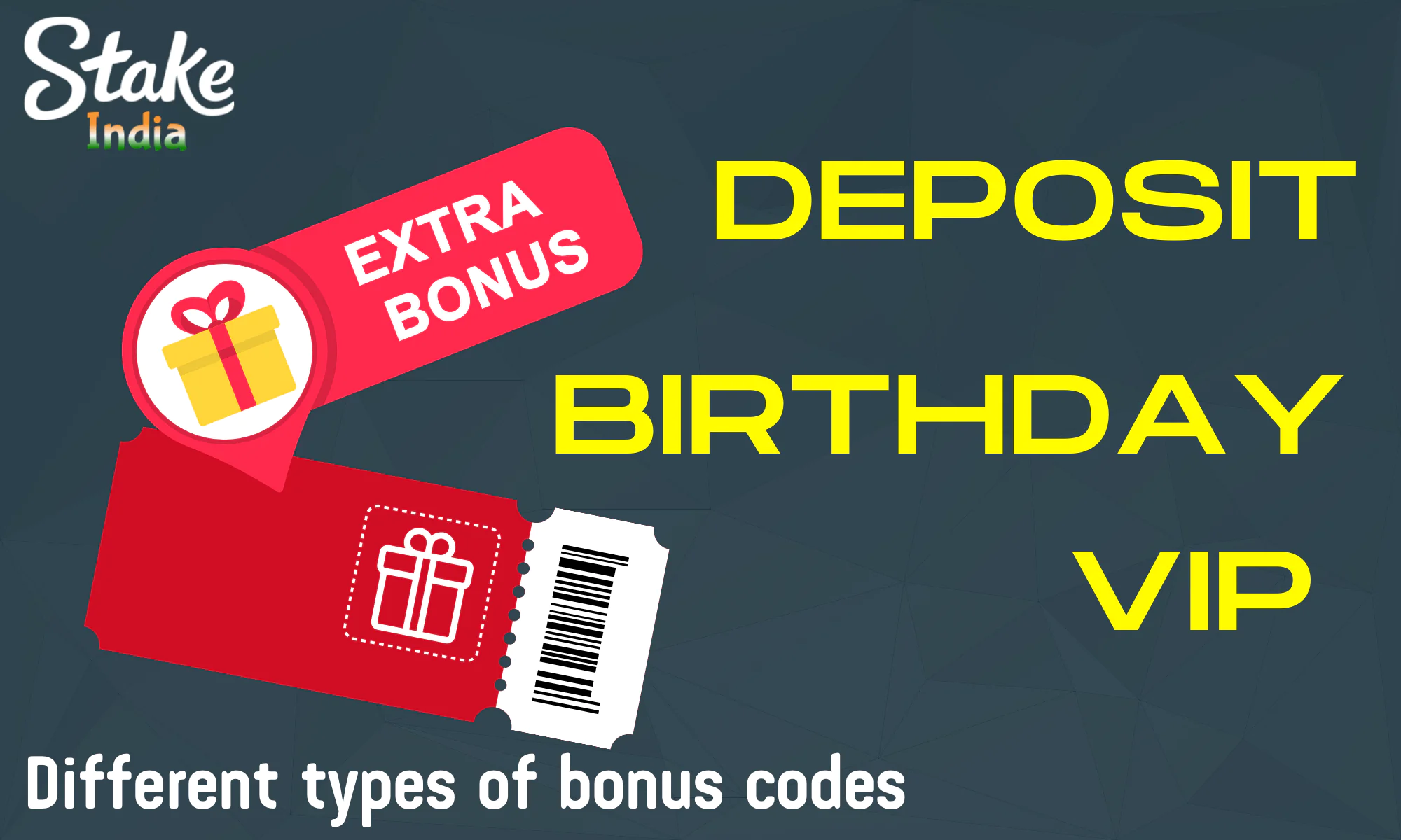 What types of bonus codes are available at Stake Casino