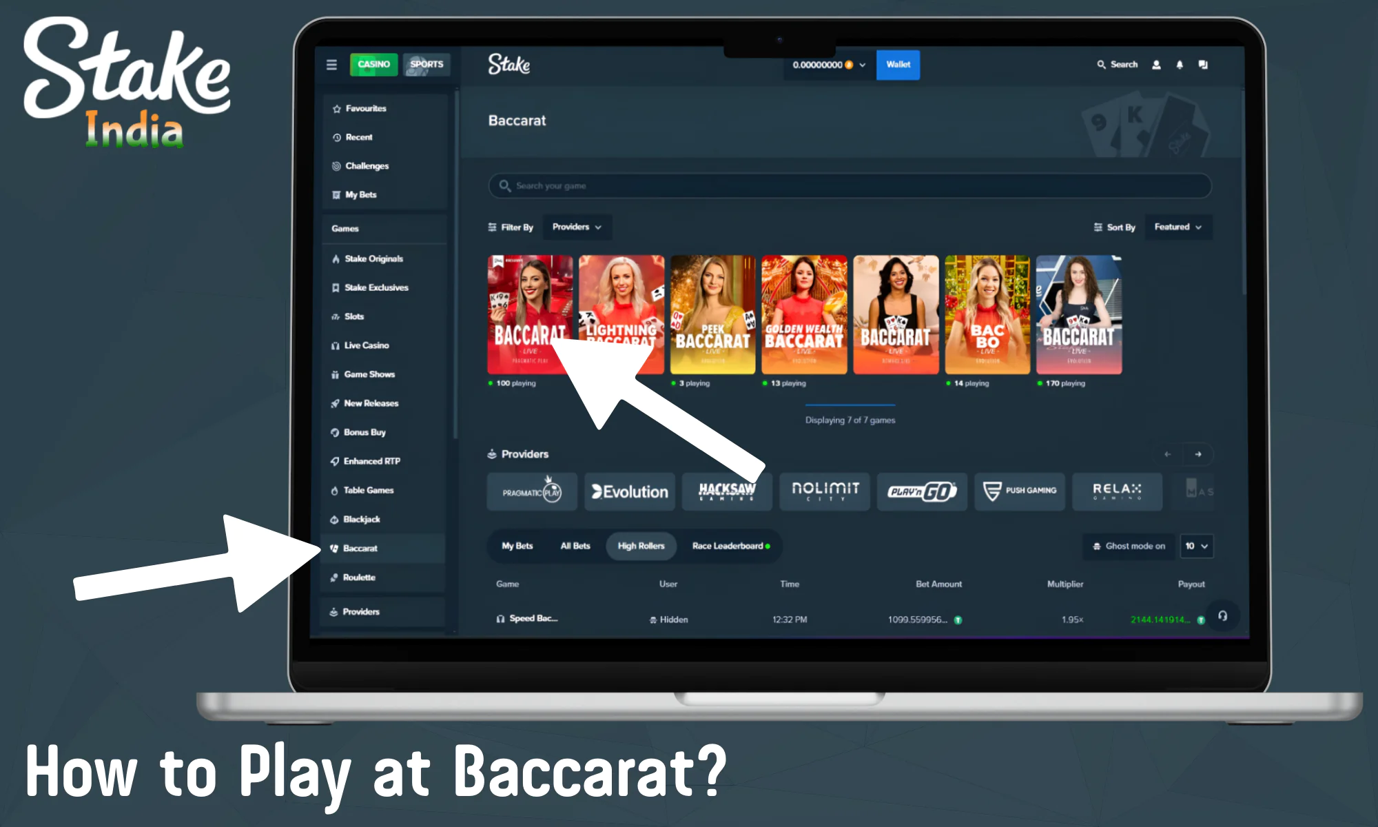 Step-by-step instructions on how to start playing Baccarat at Stake