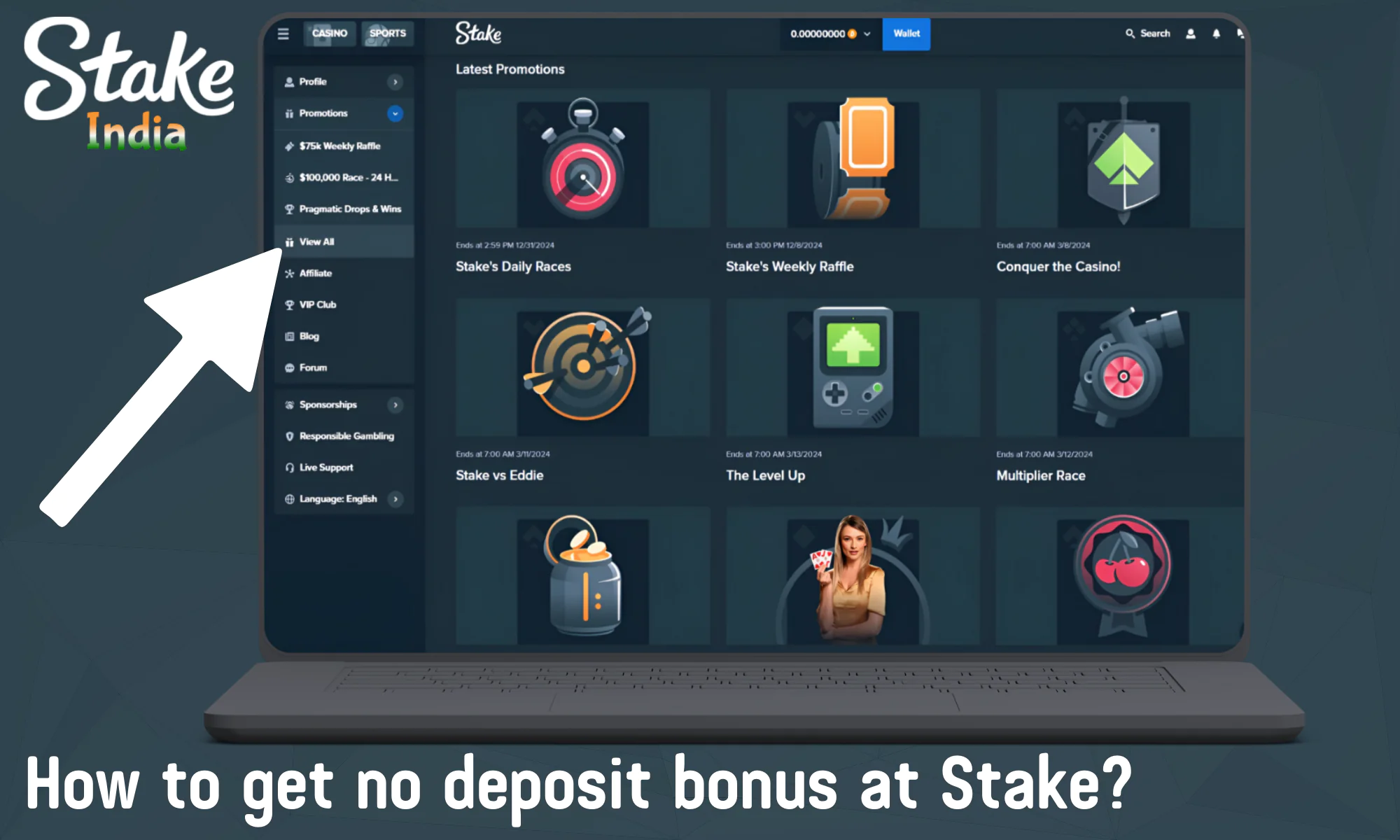A few simple steps to get no deposit bonuses at Stake