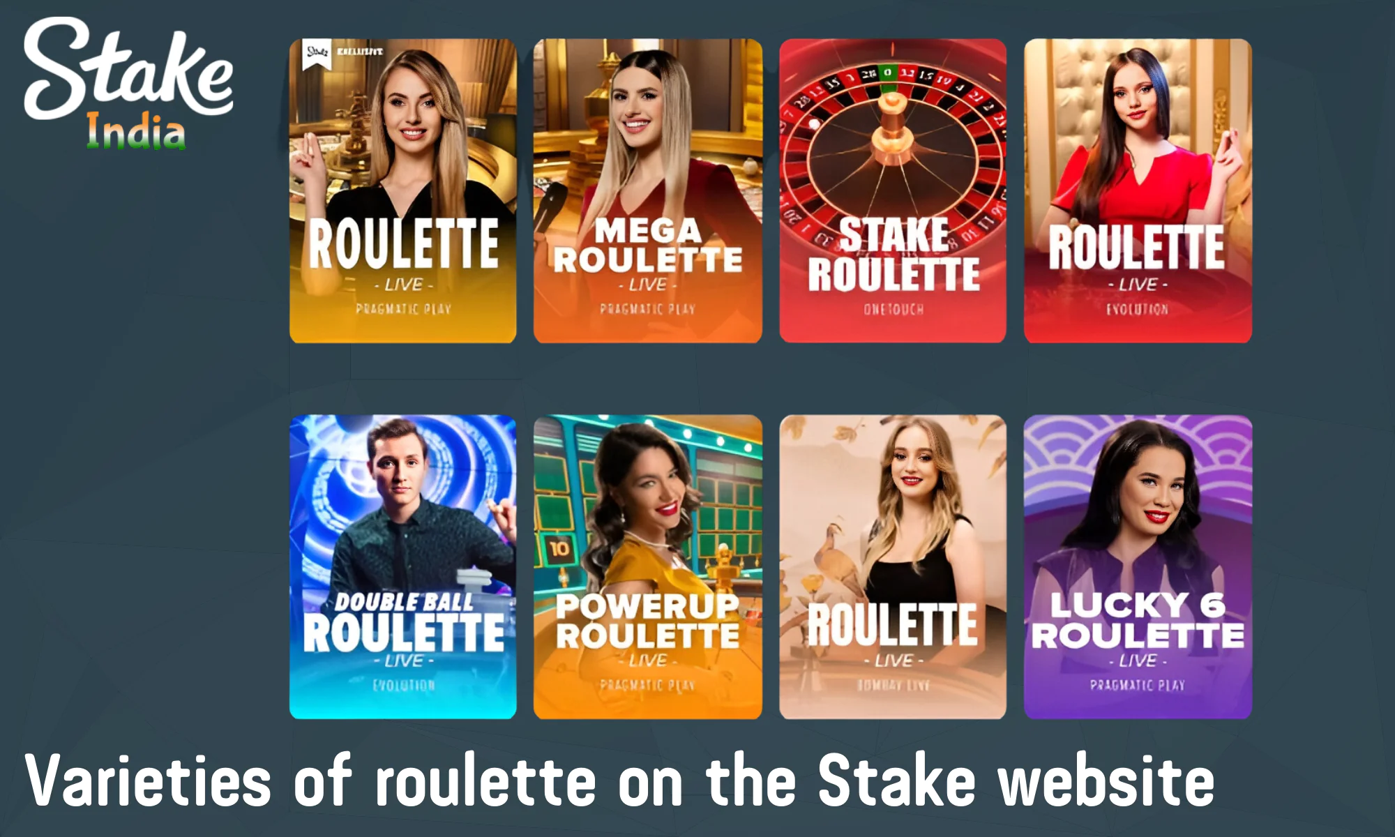 The Stake website offers 12 types of roulette