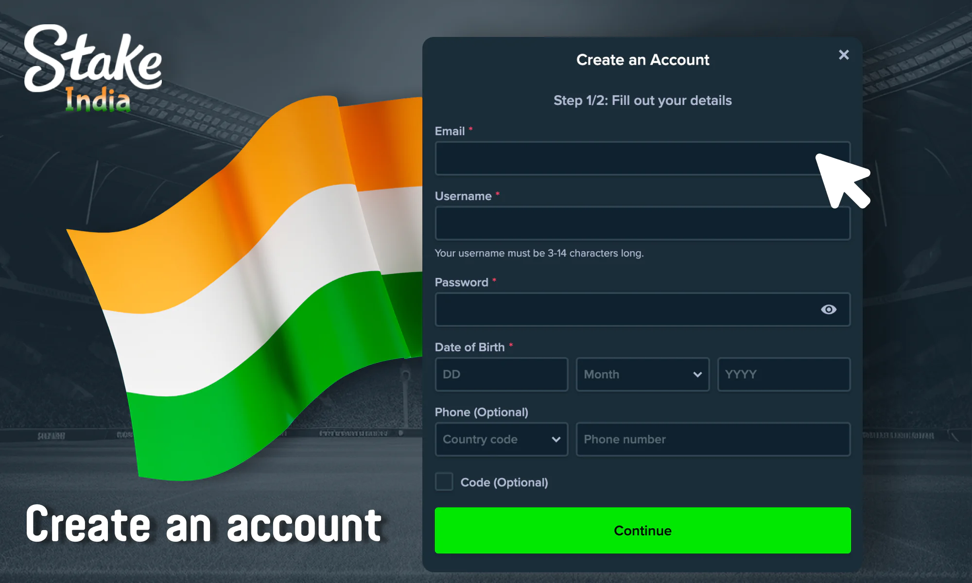 Create an Stake account to bet on football in India