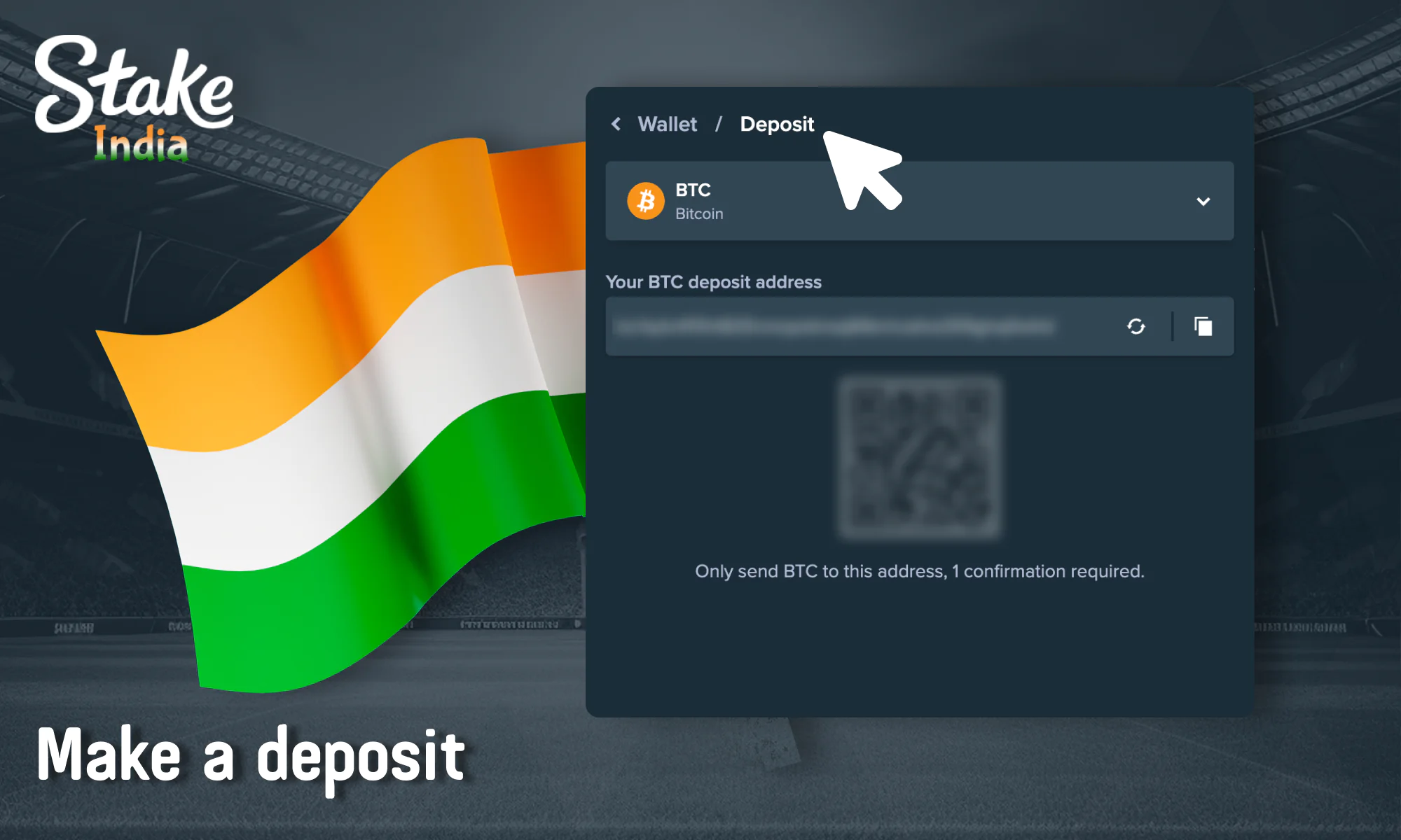Deposit to make a bet at Stake India