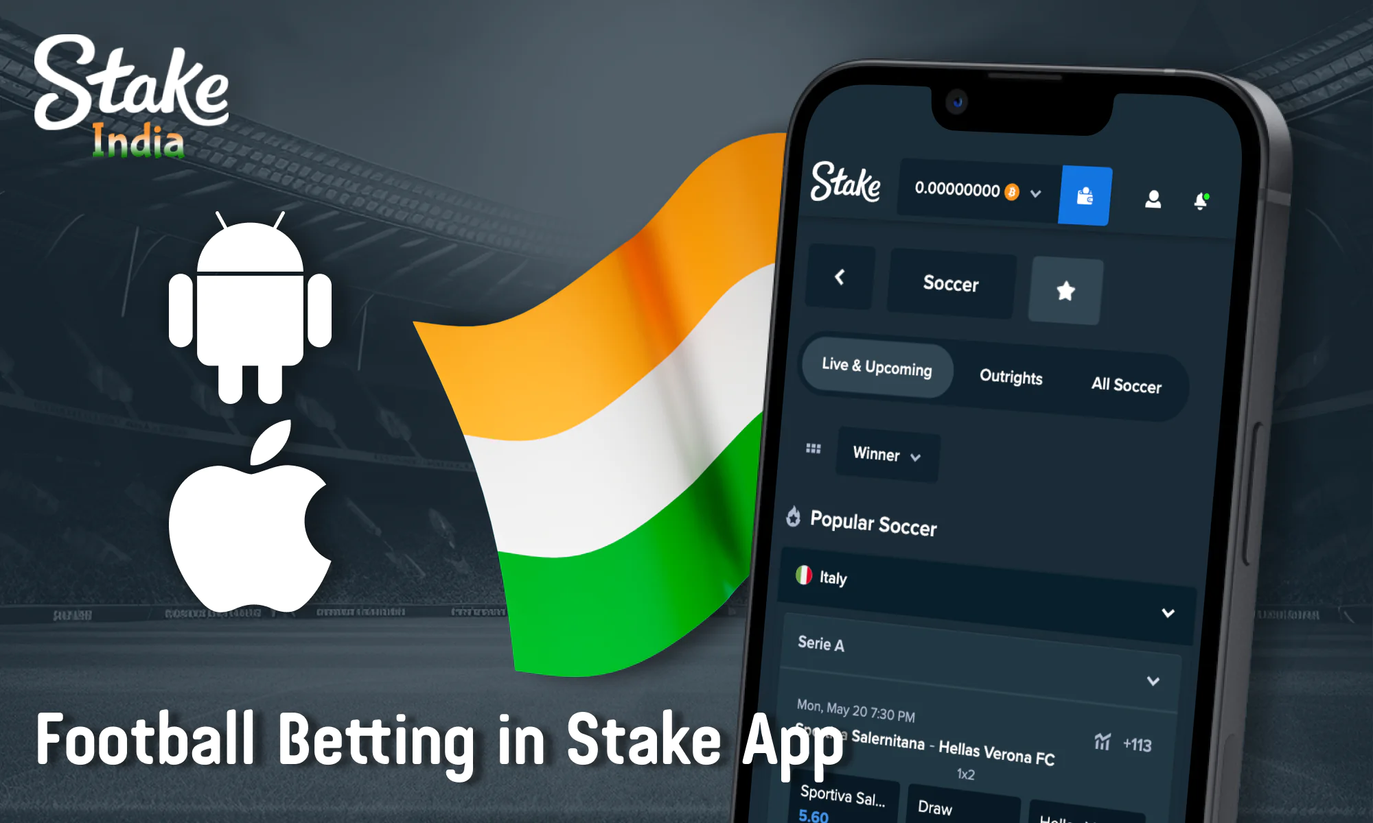 Bet on football via Stake App in India