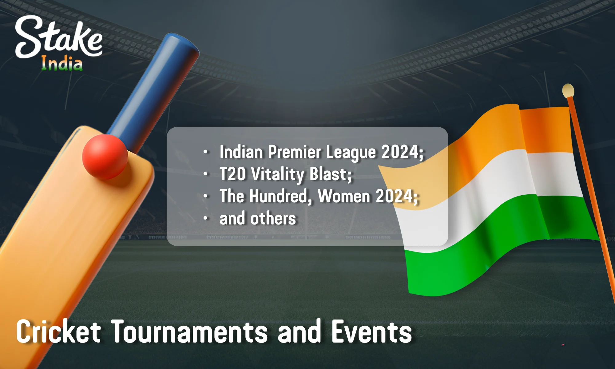 Cricket events at Stake India for bettors